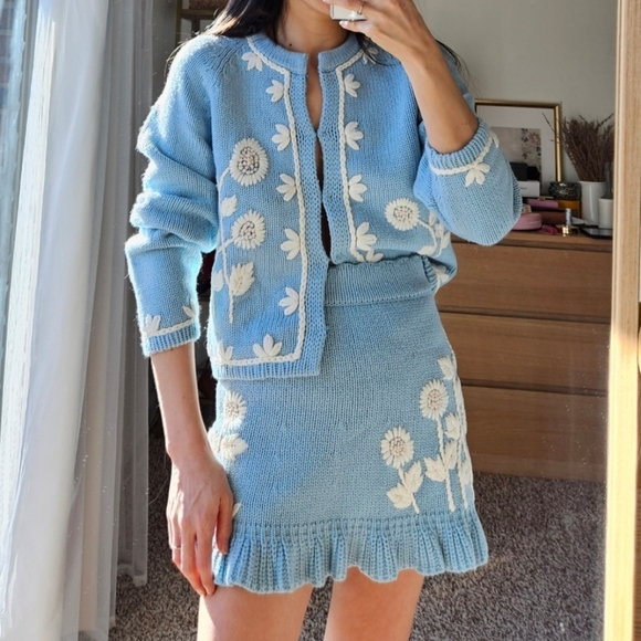 LoveShackFancy Sweaters - SET Loveshackfancy cardigan Skirt